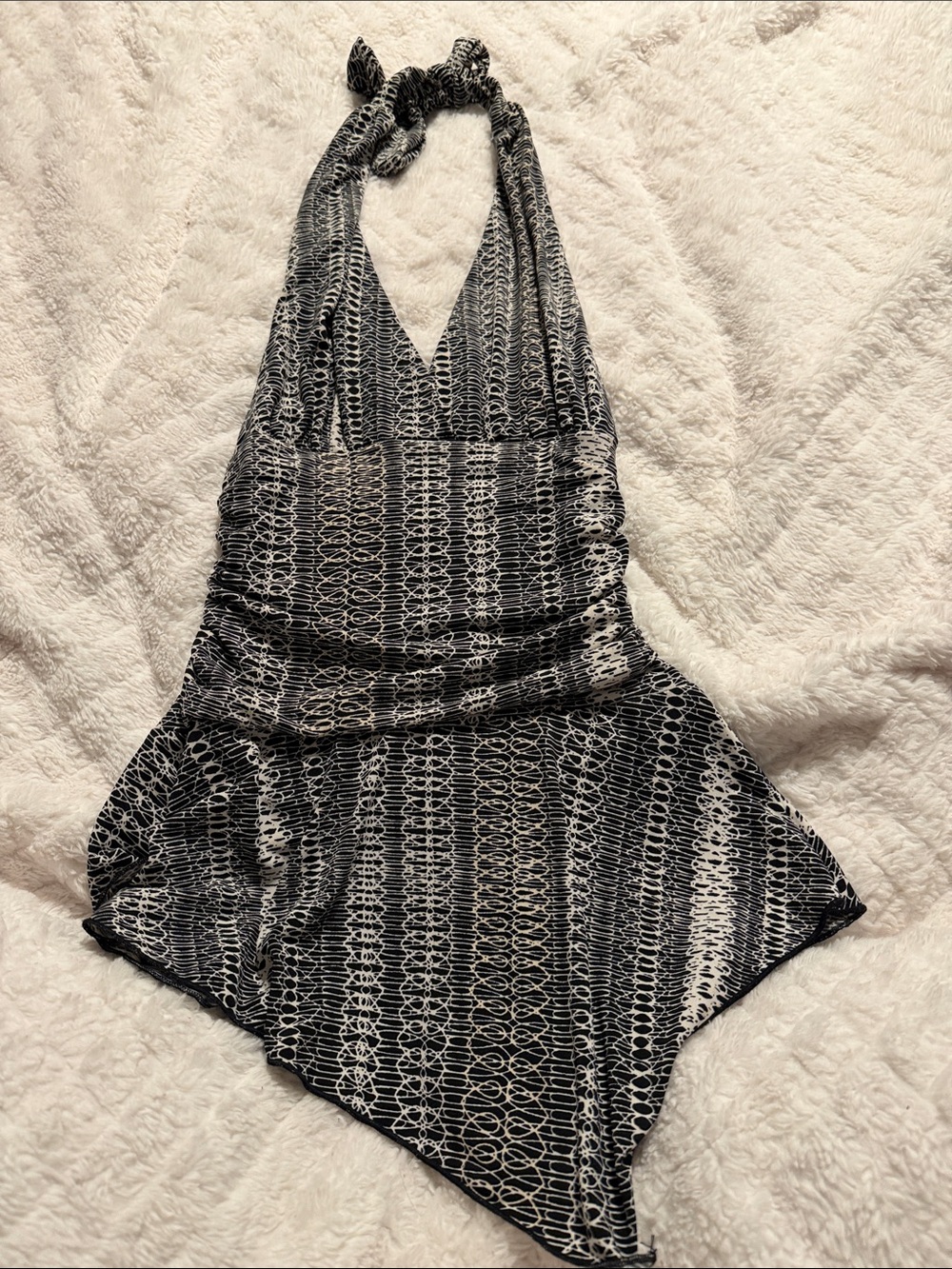 Studio Y Black and White Halter Neck Blouse